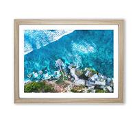 Padang Island In Bali Painting Modern Art Framed Print | A2 Oak Framed Wall Art | Ready to Hang | Modern Landscape Picture | Living Room Bedroom Lounge Office