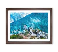 Padang Island In Bali Painting Modern Art Framed Print | A2 Walnut Framed Wall Art | Ready to Hang | Modern Landscape Picture | Living Room Bedroom Lounge Office