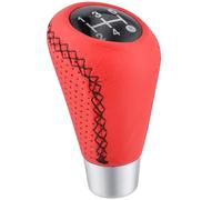 Padaodao 5 Speed Gear Knob Leather Stitched Lever Stick Shifter Handle Shift Head for Most Transmission Vehicles SUV Track, Red