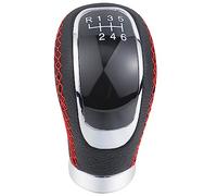 Padaodao 6 Speed Gear Knob Leather Shifter Head Lever Stick Shift Car Grip Handle for Most Automatic Manual Vehicles SUV Trucks, Red