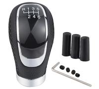Padaodao 6 Speed Gear Shift Knob Leather Shifter Handle Lever Stick Grip Head fit Most Automatic Manual Vehicles Trucks Cars, Black