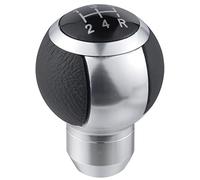 Padaodao Round Gear Shift Knob Leather 5 Speed Aluminum Alloy Shifting Lever Stick Handle fit Most Manual Transmission Truck Car, Silver
