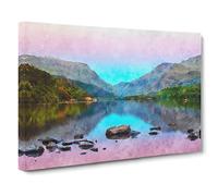 Padarn Lake In Snowdonia Wales Canvas Print | Gallery Wrapped 30mm Frame Wall Art | 30x20 inches | Ready to Hang | Modern Landscape Picture | Living Room Bedroom Lounge Office