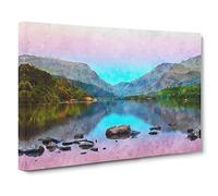 Padarn Lake In Snowdonia Wales Canvas Wall Art Print 30x20 Inch