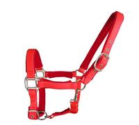 Padded and Adjustable Hobby Horse Halter with Satin Hardware - Leather and Rope Breakaway Halters for Horses(red,XS)