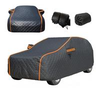 Padded Anti-Hail Full Car Cover for BMW 5 Series F10 2010-2017 Hail Protection Car Covers for Outside Storage Snow Rain Sun UV Protection,with Storage Bag,Reflective Strips,Black-CT