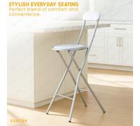 Padded Bar Stool Folding Chair Backrest Metal Frame Kitchen Breakfast High Chair