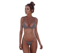 Padded Bikini Top for Small Breasts My Orders, Solid Color Super Padded Push up Bikini Sales, Solid Color Women's Two Piece Bathing Suits Two Pieces Women's Swimming Costumes Holiday Essentials Gray