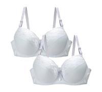 Padded Bras for Women 2PC Women's Bras Plus Size Push Up Underwire Wireless Seamless Multipack Bralette Sexy Padded Lace Underwire Full Coverage High Impact Support Bra Adjustable Straps White 44 E