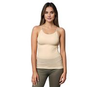 Padded Camisole No Shelf, No Built in Bra, No Elastic Band, No Bra Tank Top Cami, Beige, Medium