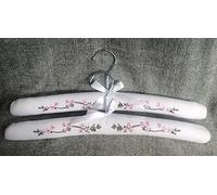 Padded Coat Hangers ~ Luxury Padded Cotton Clothes Hangers with Delicate Pink Embroidery Detail ~ (2)