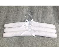 Padded Coat Hangers ~ Luxury Padded Cotton Clothes Hangers with Delicate White Embroidery Detail ~ (3)