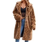 Padded Coats Fur Coat for Women Plus Size Open Front Long Jackets Ladies Warm Artificial Fleece Lined Coats Thickened Thermal Luxe Faux Fur Cardigans Lapel Neck Fashion Fluffy Fuzzy Overcoat