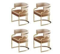 Padded Dining Chairs for Kitchen & Home Low Back Faux Leather & Brass Legs Light Brown Perfect for Dining Room & Coffee Shop Set of 4