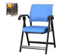 Padded Folding Chairs Stackable Conference Room Chairs Folding Office Chair Foldable Desk Chair Mesh Back and Arms for Office Training Room Chair(Blue)