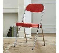 Padded Folding Chairs with Steel e - Retro Corduroy Fabric Portable Event Stool for Home, Office, Wedding, Par - Red & Silver Design
