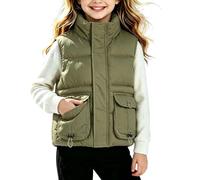 Padded Gilet for girls boys kids Sleeveless Quilted Jacket Body Warmer | Lightweight Puffer Vest Unisex Kids, Girls Winter Warm Outdoor School Clothes, Stand Collar, Utility Pockets, Zip Front