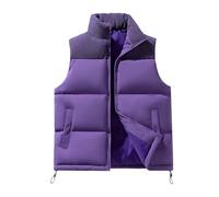 Padded Gilet for Men UK Patchwork Quilted Puffer Gilets Stand Collar Windproof Outerwear Waistcoats Down Vests Thick Warm Sleeveless Jacket for Winter Outdoor Work Sports Running