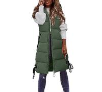 Padded Gilet For Women Uk Casual Soild Longline Hood Waistcoat Loose Fit Zip Windproof Trench Coat Lightweight Walking Gilet Warm Overcoat Heated PufferOuterwear Vest Parka Outwear Puffer