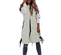 Padded Gilet For Women Uk Casual Soild Longline Hood Waistcoat Loose Fit Zip Windproof Trench Coat Lightweight Walking Gilet Warm Overcoat Heated PufferOuterwear Vest Parka Outwear Puffer
