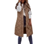 Padded Gilet for Women UK Casual Soild Longline Hood Waistcoat Loose Fit Zip Windproof Trench Coat Lightweight Walking Gilet Warm Overcoat Heated PufferOuterwear Vest Parka Outwear Puffer