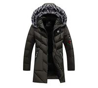 Padded Jacket Men's Hooded Jacket Enhome Thick Ultrawarm Winter Coat Windproof Outerwear - Microfibre Filler - for Winter Travelling, Walking, Ski Jacket (Dark Green,L)