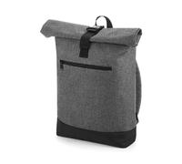 BagBase Roll-top Backpack, Grey Marl/Black, One Size