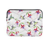 Padded Laptop Sleeve Funny Slim Laptop Case Cute for Dell Universal Men Computer Cover Bag for Computer Pro 14 Inch Watercolor Hummingbirds Flowers White Large