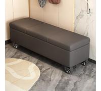 Padded Leather Ottoman with Storage Rolling Pouf for Entryway Living Room or Bed End - Dark Gray Stylish and Functional Furniture Solution