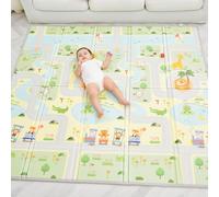 Padded Mat Foldable Drink 150 x 180 x 1 cm - Gym and Play Mat for Baby - Waterproof Reversible Activity Blanket