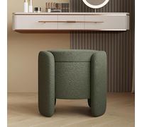 Padded Modern Ottoman Stool Teddy Fabric Vanity Stool with Storage Lid Footrest Pouf for Living Room & Bedroom Stylish Green Accent Furniture