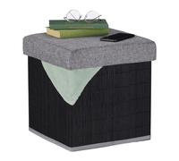 Relaxdays Stool with Storage Compartment in Black