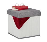 Padded Ottoman Stool White Cushioned Footstool Sitting Storage Compartment Seat