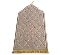 Padded Prayer Mat 25.6 x 43.3 Inch Flannel muslim Prayer Rug with Tassels Irregular Arch-shaped Washabke Portable Prayer Mat Anti-Slip Area Rugs for Ramadans Eid Gift Beige Prayer Rug Personalised Pra