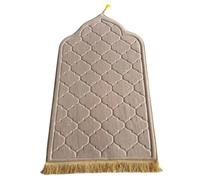 Padded Prayer Mat 25.6 x 43.3 Inch Flannel muslim Prayer Rug with Tassels Irregular Arch-shaped Washabke Portable Prayer Mat Anti-Slip Area Rugs for Ramadans Eid Gift Beige Padded Prayer Mat
