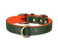 Padded PU Leather Dog Training Collar Soft Comfortable Adjustable Dog Collar For Shiba Inu Pitbull Bulldog,Green,M
