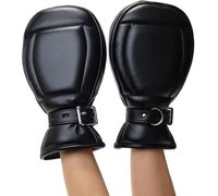Padded Pup Paw Lockable Mitts - Black Soft Furry Restraint Gloves for Puppy Play, BDSM, Kink, Fetish, Bondage Gear for Adults, Dog Costume Accessory for Puphood & Sissy Play