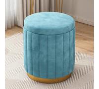 Padded Round Vanity Stool with Storage - Stylish Ottoman for Bedroom & Living Room Ideal Makeup Chair & Accent Furniture Space-Saving Design Comfortable Seating