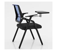Padded Seat Folding Chair with Desk Attached,Tablet Arm Chair Mesh Office Chair with Lumbar Support,Computer Desk Chair with Writing Board Table Chair(Blue)