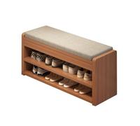 Padded Shoe Bench with Storage 2-Tier Entryway nizer Upholstered Fabric Seat Stylish Hallway Furniture Easy Assembly Shoe Rack for Bedroom & Entryway