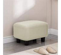 Padded Shoe-Changing Stool Wooden Footrest Step Stool for Living Room & Entryway table Footstool for Apartment (White)