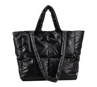 Padded Shoulder Bag: Quilted Handbag Design, Nylon Material, Zipper Closure Pocket, Soft and Padded Texture, Trendy Accessory | Great for Everyday Outings, Black, Consulte la descripción