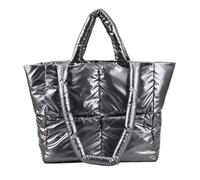 Padded Shoulder Bag: Quilted Handbag Design, Nylon Material, Zipper Closure Pocket, Soft and Padded Texture, Trendy Accessory | Great for Everyday Outings, Grey, Consulte la descripción