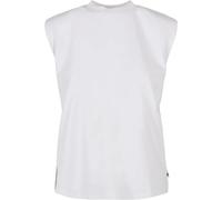 Urban Classics Ladies Organic Cotton T-Shirt Top for Women Shoulder Pad Ladies Organic Heavy Padded Shoulder Tank Top Sizes XS - 5XL, White, S