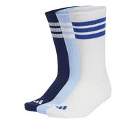 adidas Unisex 3STRIPES CUSHIONED SPORTSWEAR CREW SOCKS 3 PAIR PACK, dark blue/white/glow blue, 2.5-4