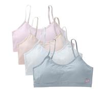 Padded Sports Bra for Girls Age 8-12, 4 Pack No Wires Sport Bras Soft Breathable Underwear Kids Teen Girls First Training Bra