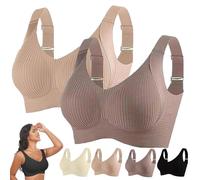 Padded Sports Bras Women 2 Piece UK Non Wired Wireless Adjustable Older Support Lift Underwears Full Coverage Everyday High Impact Large Minimiser Ribbed Sagging Fashion Bra