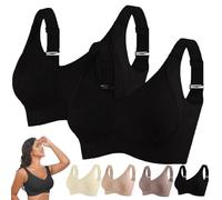 Padded Sports Bras Women 2 Piece UK Non Wired Wireless Adjustable Older Support Lift Underwears Full Coverage Everyday High Impact Large Minimiser Ribbed Sagging Fashion Bra