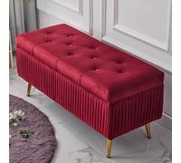 Padded Storage Pouf with Metal LegsStylish Ottoman Bench for Living Room & Bedroom Perfect as Nightstand Seat & Window Lounge 121.5 x 40 x 45 cm