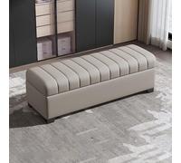 Padded Storage Pouf Wooden & Leather Storage Bench for Bedroom Entryway Ottoman with Compartment - Versatile Home Décor for Various Spaces (G 150cm/59in)